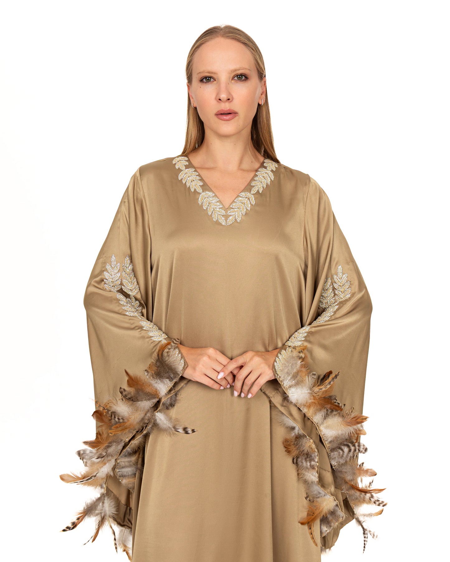 Bronze gold silk dress