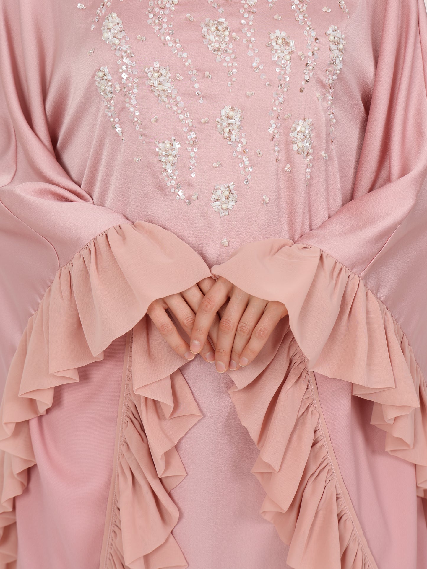 Ruffled Side Seam Detail Turtleneck Kaftan