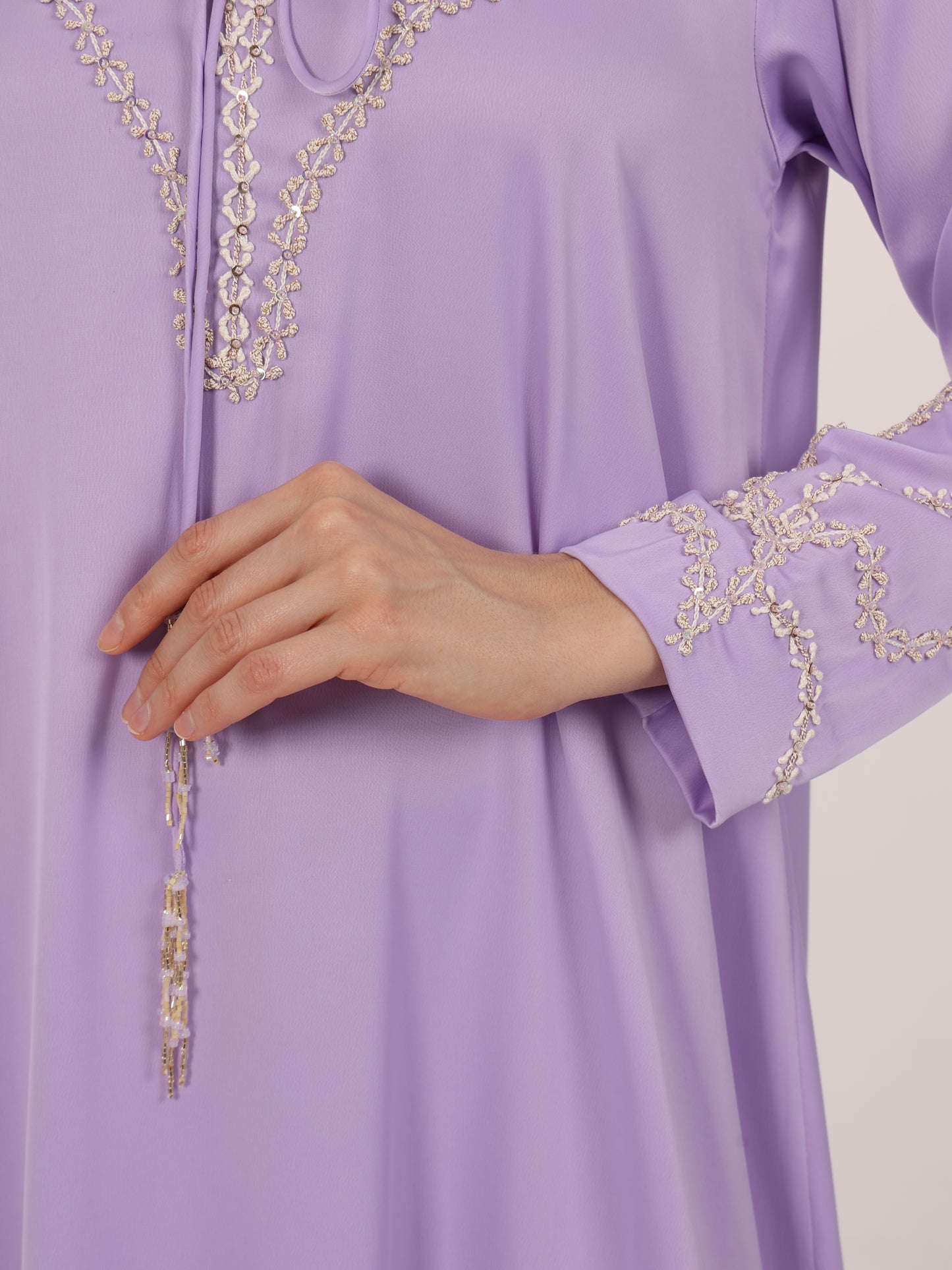 Embellished Tie-Up Cord Detail Dress