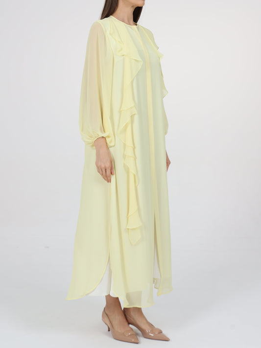 Ruffle Detail Tie-Up Sleeves Dress