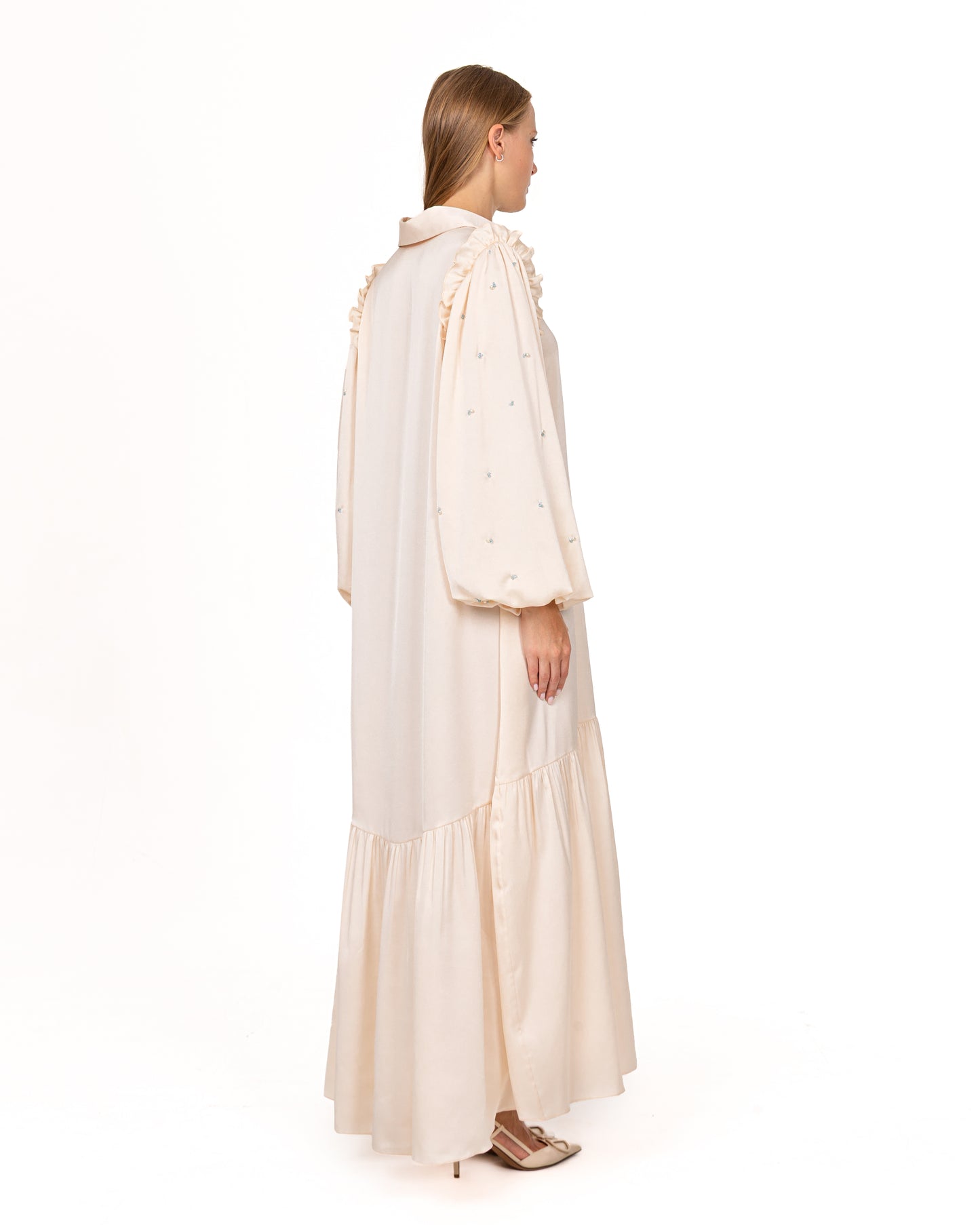 Pastel peach bohemian maxi