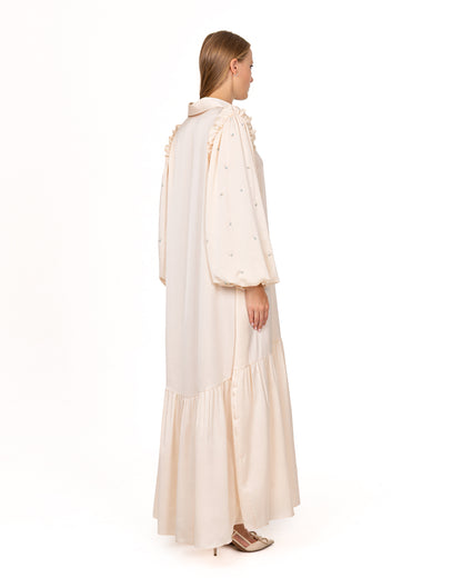 Pastel peach bohemian maxi