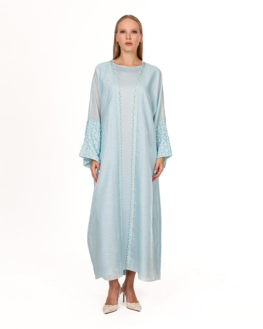 Bisht Cape set in pastel blue