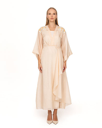 Pastel peach midi dress