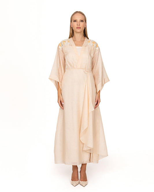 Pastel peach midi dress
