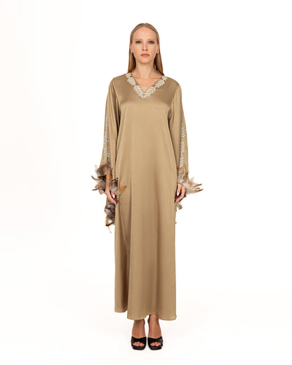 Bronze gold silk dress