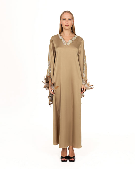Bronze gold silk dress