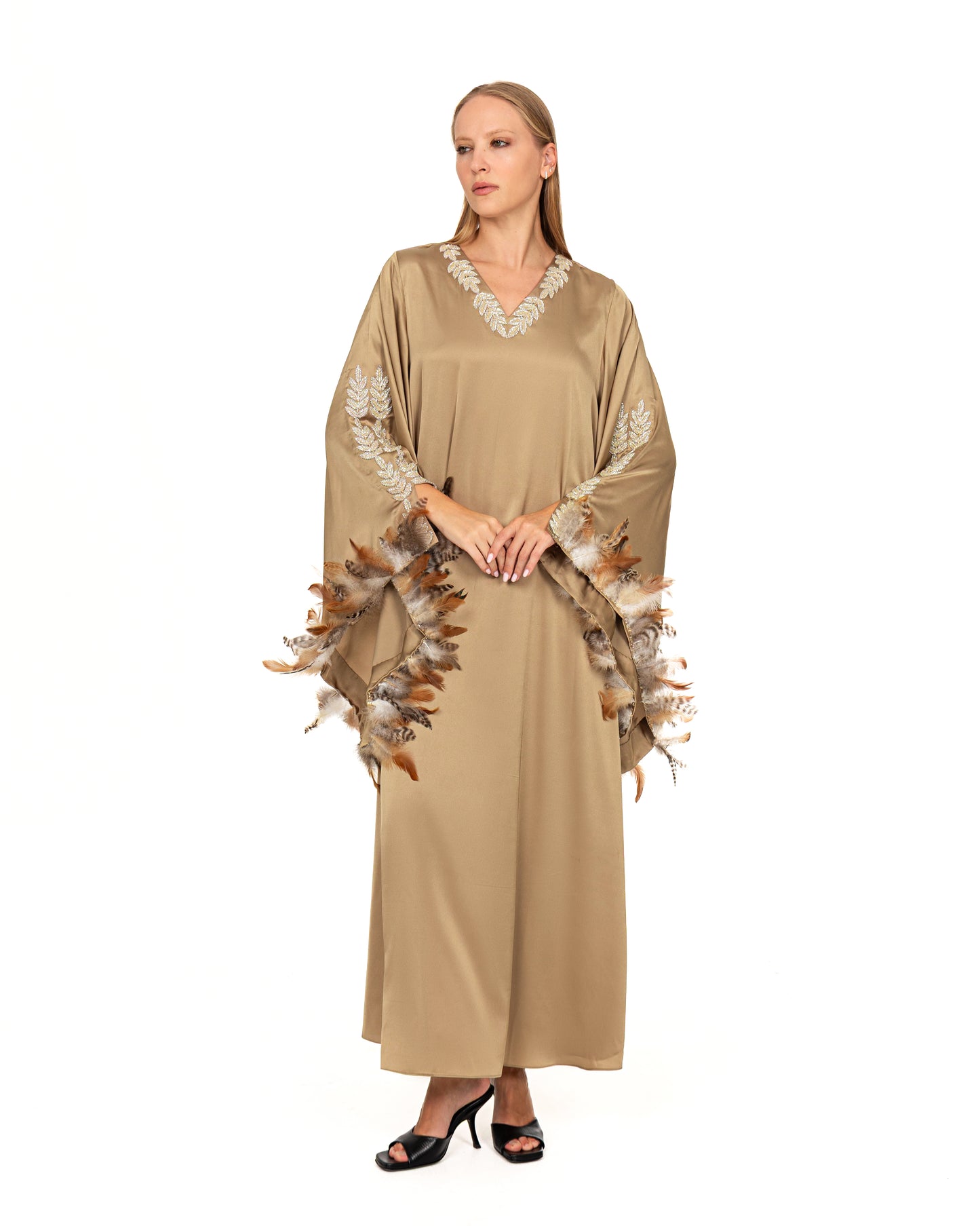 Bronze gold silk dress