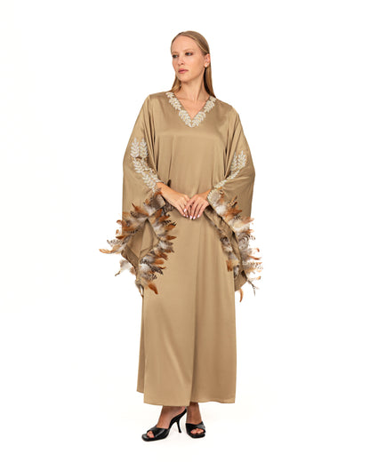 Bronze gold silk dress