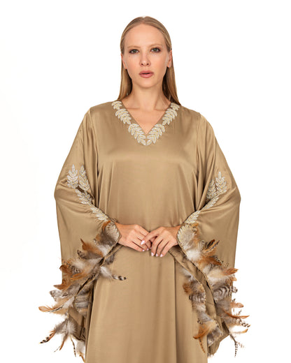 Bronze gold silk dress