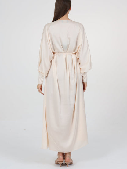 Embellished Tie-at-Waist Detail V-Neck Kaftan