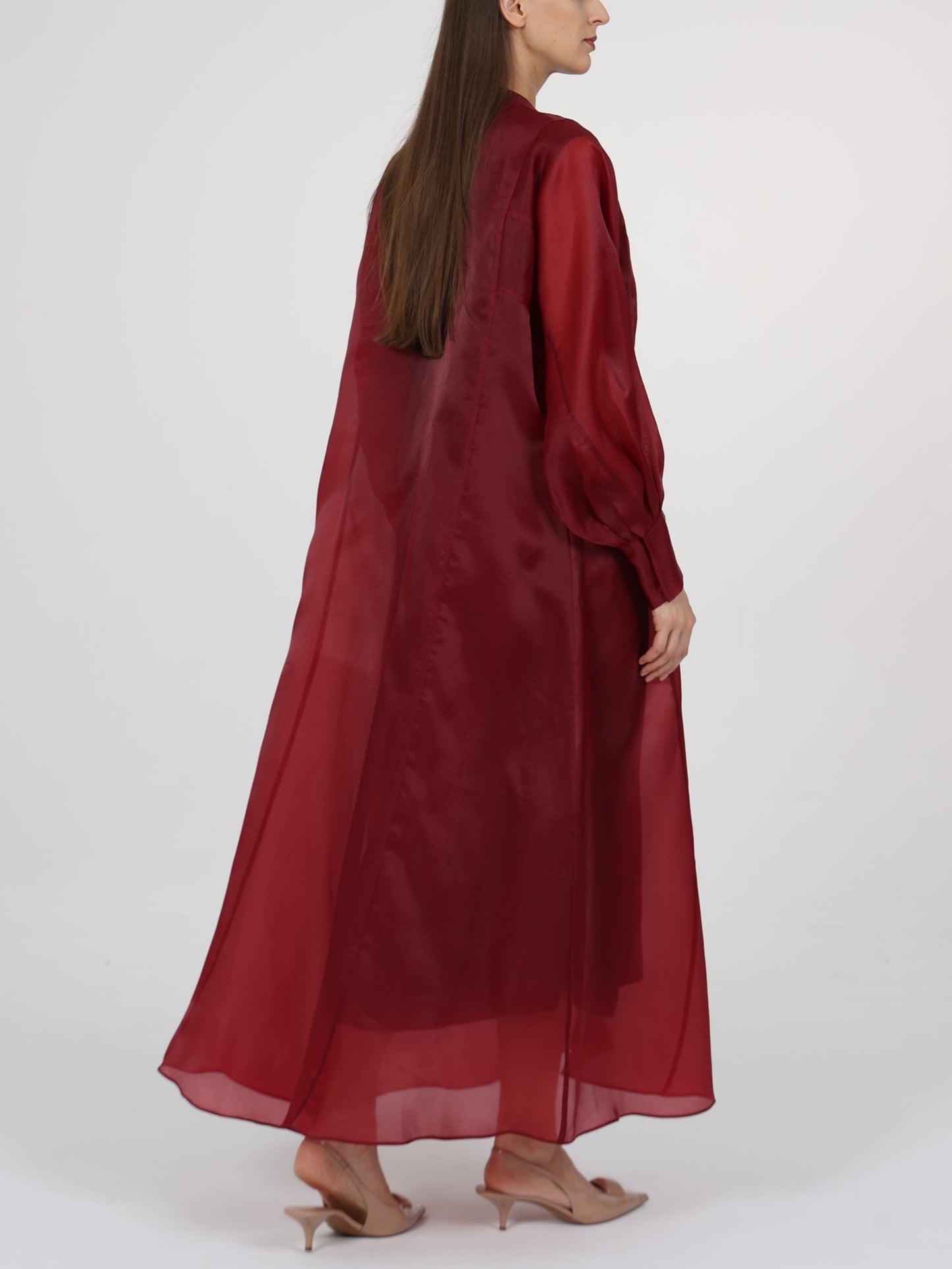 Floral embroidered high neck organza dress