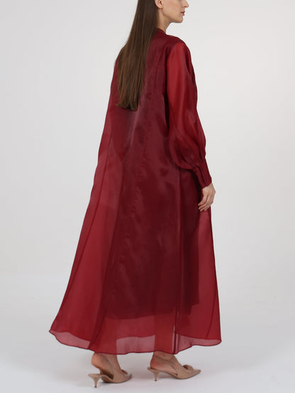 Floral embroidered high neck organza dress