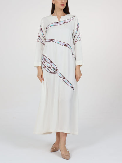 Sequin Embellished Split Neck Dress