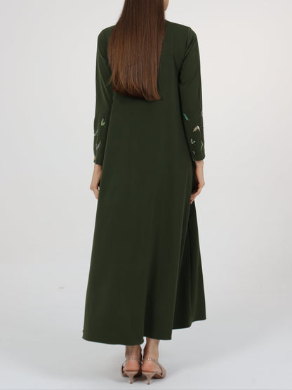 Beads Embellished Tie-up Neck Dress