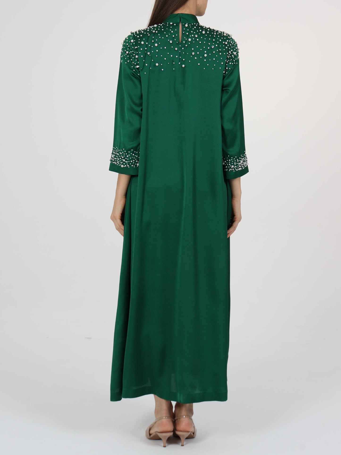 Pearl Embellished High Neck Dress