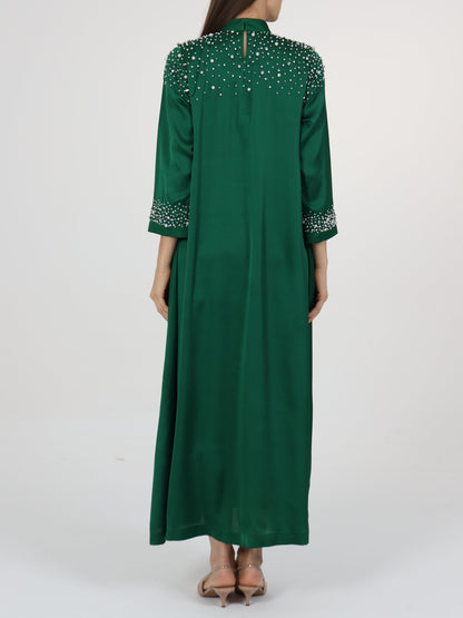 Pearl Embellished High Neck Dress